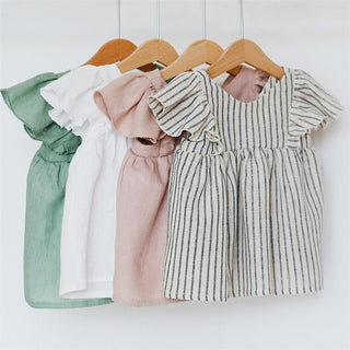 Girls Cotton Linen Dress - RYAN AND REMI