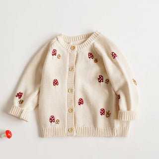 Mushroom  Knit Cardigan Sweater