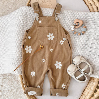 Corduroy Floral Dungaree Jumpsuit