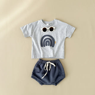 Rainbow Patchwork T-shirt Shorts Set