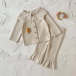 Large Lace Collar Cardigan Set - RYAN AND REMI