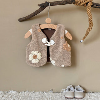 Plush Flower Embroidered Vest - RYAN AND REMI