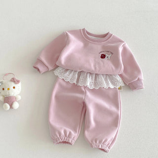 Cartoon Frill Detail Jogger Set