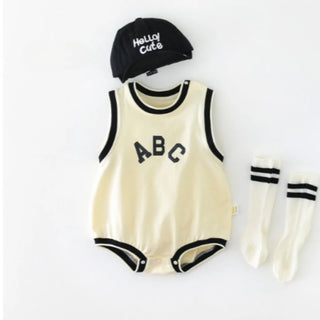 Summer Baby Boy Bodysuit Sleeveless Simple Style Super Cute Round Collar Letter Print Body Jumpsuit Baby Newborn Items H92256 - RYAN AND REMI