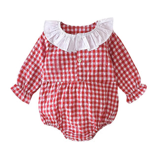 Round Collar Plaid Bodysuit - RYAN AND REMI