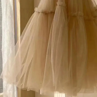Layered Champagne Tulle Dress - RYAN AND REMI