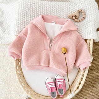 Faux Lamb Wool Zippered Jacket - RYAN AND REMI