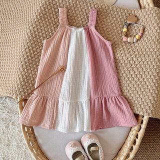 Girl's Loose Sleeveless Suspenders Dress Summer New 100% Cotton Baby Girl Casual  Dresses  Suitable for babies aged 0-3 years - RYAN AND REMI