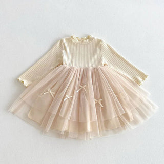 Long Sleeved Tulle Ribbon Dress