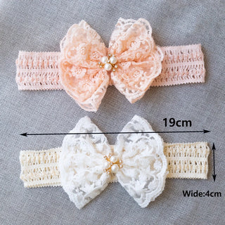 Cute Lace Embroidery Bow Headband For Princess Baby Girls Solid Bow Elasticity Hair Band Luxury Headwear Gifts - RYAN AND REMI