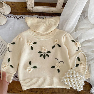 3D Embroidered Knitted Floral Sweater