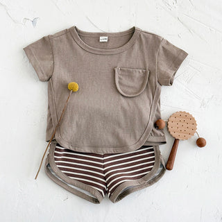 Baby Boy Korean Version Summer Short Sleeved Set Children Outfit Baby Casual Thin Shorts - RYAN AND REMI