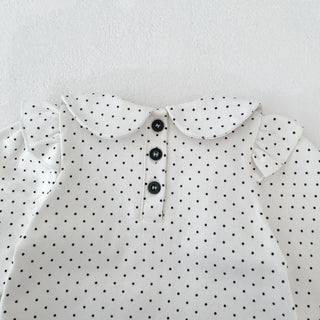 Spring and Autumn Long Sleeve Cute Fashion Versatile Polka Dot Top and Skirt Set for Girls, Pure Cotton Two-Piece Set - RYAN AND REMI