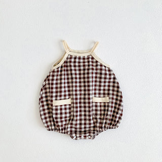 Newborn Plaid Sleeveless Romper - RYAN AND REMI