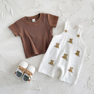 Teddy Bear Short Sleeve Jumpsuits Set - RYAN AND REMI