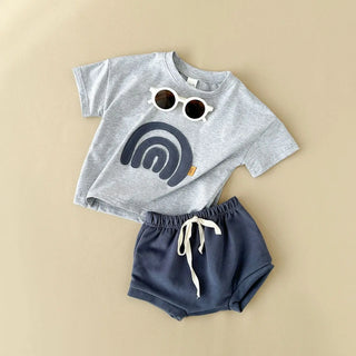 Rainbow Patchwork T-shirt Shorts Set