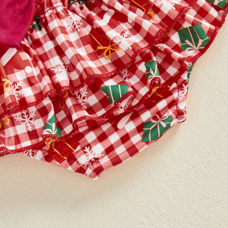 4 Pcs Christmas Romper Shorts Set
