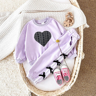 Baby Girl Clothes Toddler Sets Cotton Love Sweatshirt Long Sleeve Top+Bow Pants Spring Newborn Kids Clothing Infant Outfit Suits - RYAN AND REMI