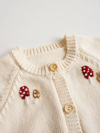 Mushroom  Knit Cardigan Sweater