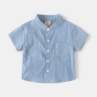 Basic White Shirts for Boys Clothes Summer 100Cotton Short Sleeve Kids Tops 2025 Toddler Boy Shirt Blue Children 2 to 8 Years - RYAN AND REMI