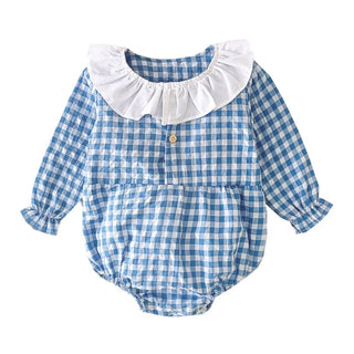 Round Collar Plaid Bodysuit - RYAN AND REMI