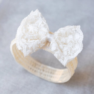 Cute Lace Embroidery Bow Headband For Princess Baby Girls Solid Bow Elasticity Hair Band Luxury Headwear Gifts - RYAN AND REMI