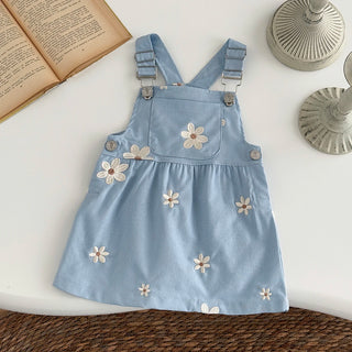 Blue Flower Embroidery Dress