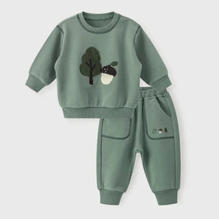 Fuzzy Patch Contrast Jogger Set - RYAN AND REMI