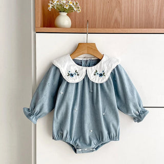 2025 New Toddler Baby Girls Romper Spring Children Clothes Ruffled Long Sleeved Cotton Baby Clothing Flower Baby Girls Jumpsuit - RYAN AND REMI