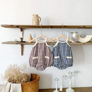 Newborn Plaid Sleeveless Romper - RYAN AND REMI