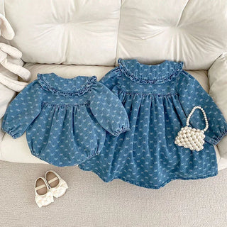 Printed Denim Sister Outfit