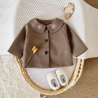 Embroidery Collar Woolen Coat