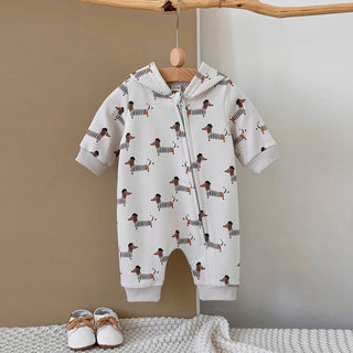 Dog Printed Hooded Jumpsuit - RYAN AND REMI