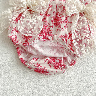 Lace Detail Floral Romper - RYAN AND REMI