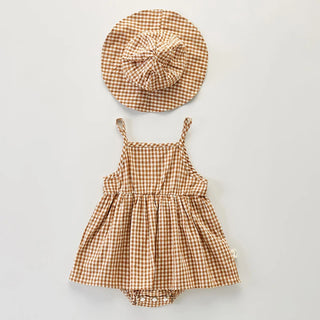 Sleeveless Plaid Dress Romper Set - RYAN AND REMI