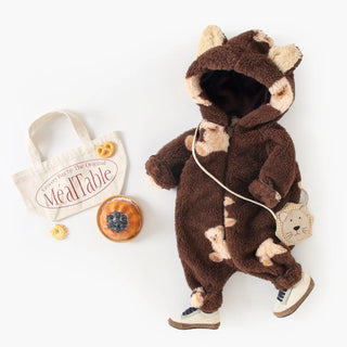 Teddy Bear Fleece Hooded Jumpsuit - RYAN AND REMI