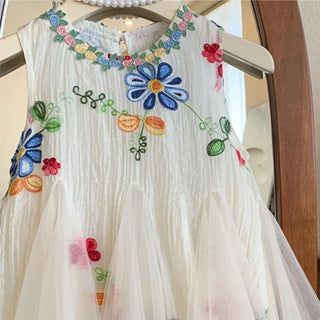 Baby Girl Princess Floral Embroidery Dress Toddler Child Elegant Ruffled Vestido Party Birthday Dress Summer Baby Clothes 1-12Y - RYAN AND REMI