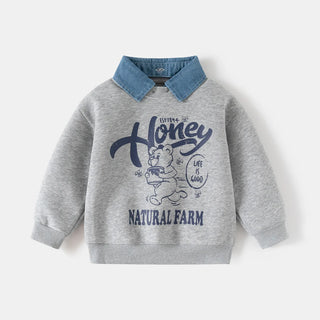 Denim Collar Honey Sweater