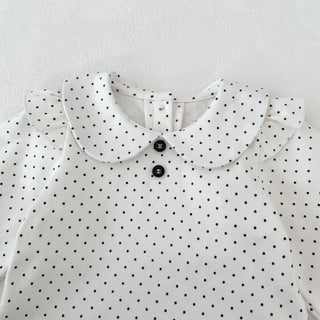 Spring and Autumn Long Sleeve Cute Fashion Versatile Polka Dot Top and Skirt Set for Girls, Pure Cotton Two-Piece Set - RYAN AND REMI