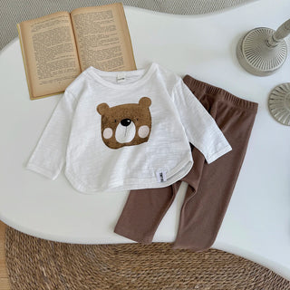 2025 Autumn New Children's Clothing, Bear Printed Top and Pants,Children Clothing 0-3Y - RYAN AND REMI