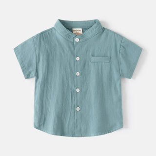 Basic White Shirts for Boys Clothes Summer 100Cotton Short Sleeve Kids Tops 2025 Toddler Boy Shirt Blue Children 2 to 8 Years - RYAN AND REMI