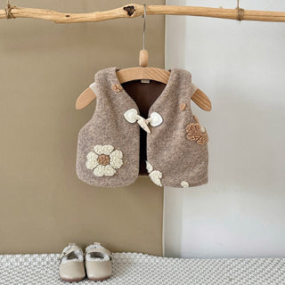 Plush Flower Embroidered Vest - RYAN AND REMI