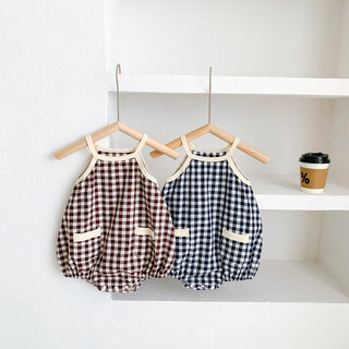 Newborn Plaid Sleeveless Romper - RYAN AND REMI