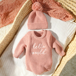Newborn Hello World Knitted Bodysuit Set - RYAN AND REMI