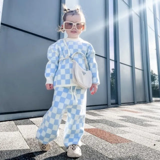 knitted Checkered Sweater Set - RYAN AND REMI