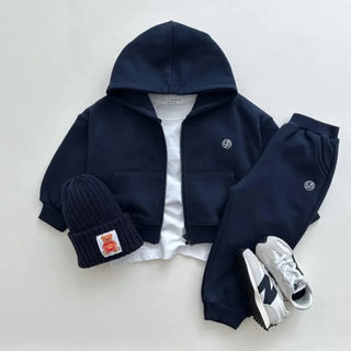 Zip Up Solid Hoodie Jogger Set - RYAN AND REMI