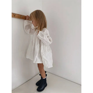 Long Sleeve Linen V-neck Dress