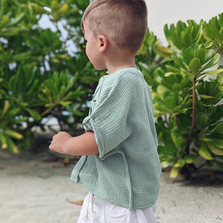 Loose Short-Sleeve Muslin Top - RYAN AND REMI