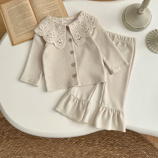 Large Lace Collar Cardigan Set - RYAN AND REMI