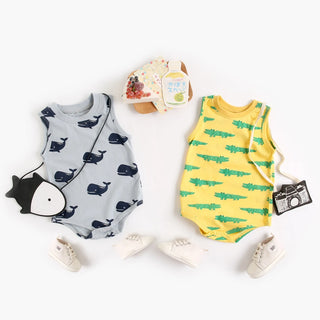 Boys Aqua Print Bodysuit - RYAN AND REMI